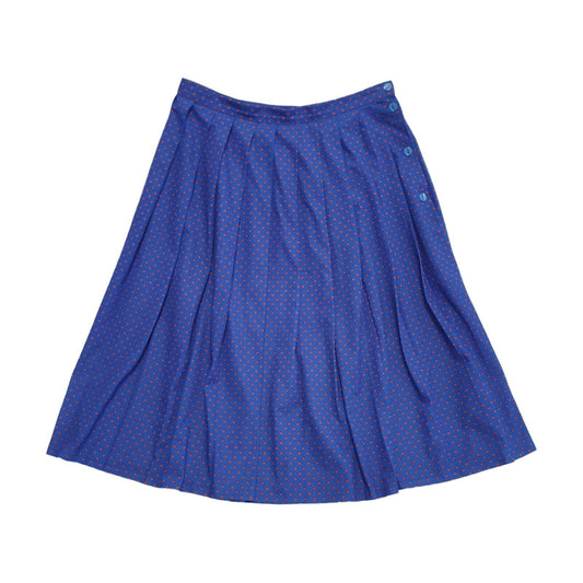 Vintage 90's Blue & Red Floral Pleated Midi Skirt Womens UK 12 W30