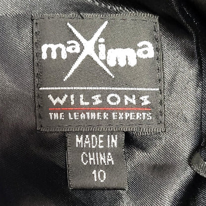 Wilsons Maxima 90s Straight Leg Black Leather Trousers Uk Women's 10 W28 L34