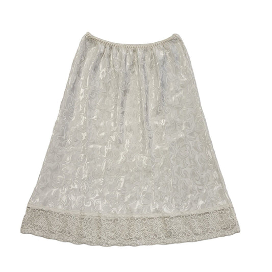Vintage 80's Cream Slip Skirt  Lace Trim Womens UK 10 W28