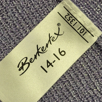 Berkertex Vintage 90's Purple Sparkly Beaded V-Neck Top Womens UK 14-16