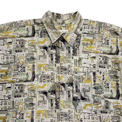 Shirts St P 90s Green Abstract Short Sleeve Retro Shirt Uk Men's Size Medium