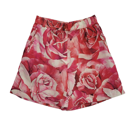 Ariella 90s Vintage Pink White Floral Shorts Uk Women's Size 12 W30