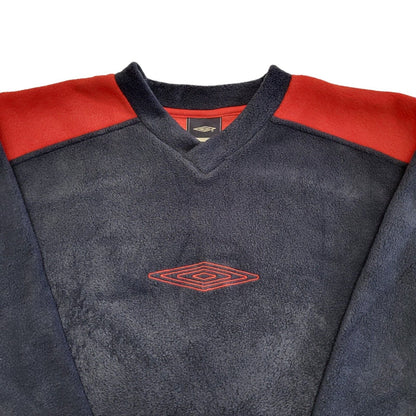 Umbro Y2K Vintage V-Neck Blue & Red Kids Fleece Size XL.