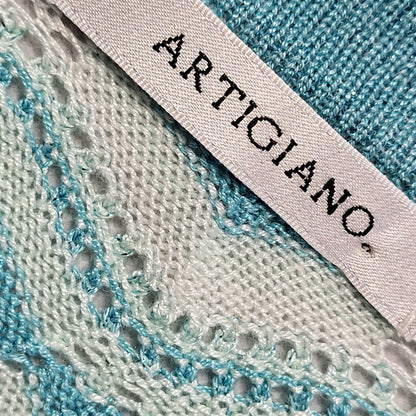 Artigiano Vintage 90's Blue Zig Zag 3/4 Sleeve Cardigan Womens UK M