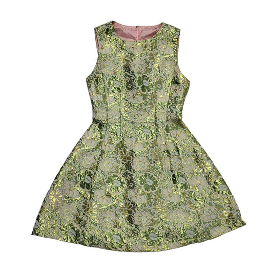 Vintage 70's Shiny Green A-Line Retro Dress Womens UK S 8