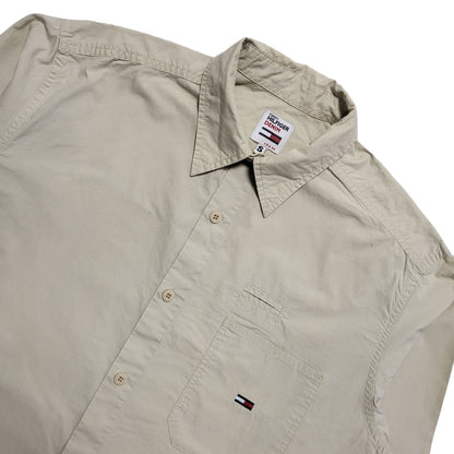 Tommy Hilfiger Vintage 80's Beige Long Sleeve Shirt Men's UK Size S