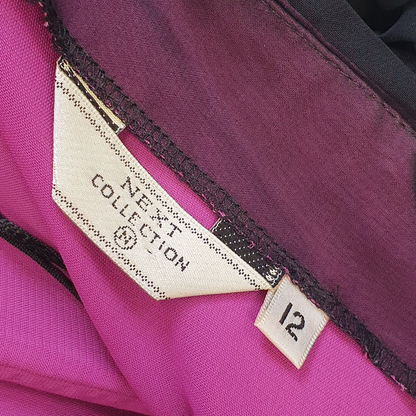 Next Vintage 90s Black & Pink Rouched Strapless Evening Dress Womens UK Size 12