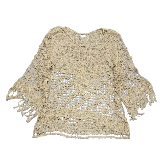 90s Vintage Beige  Round Neck Knitted Jumper Uk Women's Size 12