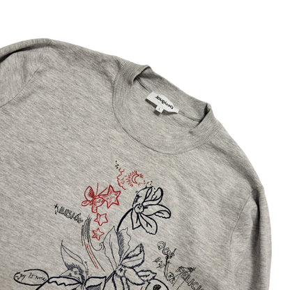 Desigual Y2K Grey Floral Sweatshirt Womens UK Size Large