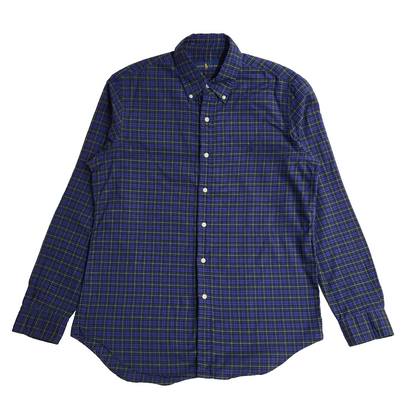 Ralph Lauren Blue Checked Vintage 90's Long Sleeve Shirt UK Men's Size M