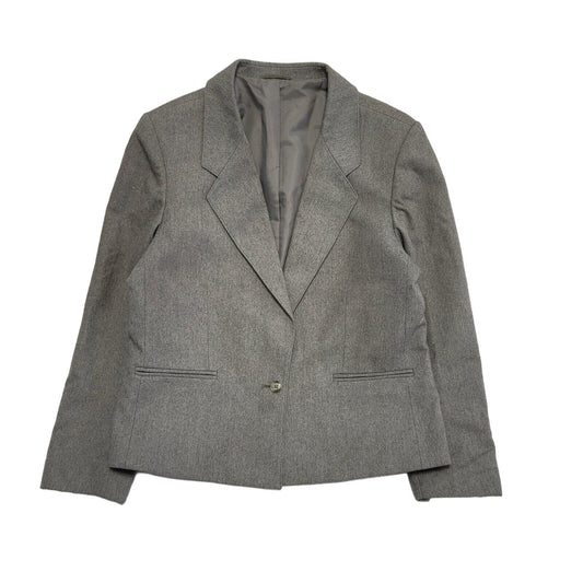 St Michael Vintage 90s Grey Solid Blazer Jacket Womens Size 16