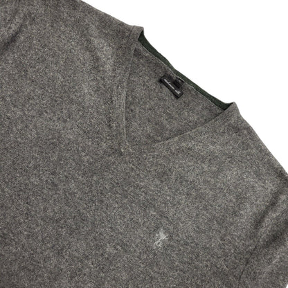 Vintage Grey V-Neck Y2k Cashmere Silk Jumper Uk Men's Size XL