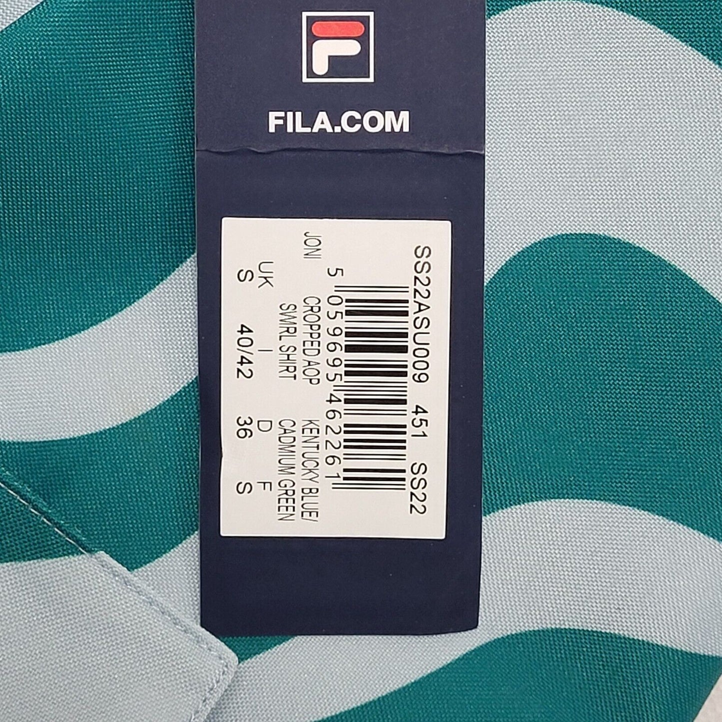 Fila Green Blue Cropped Y2k Sports Jacket Uk Women's Size S Bnwt
