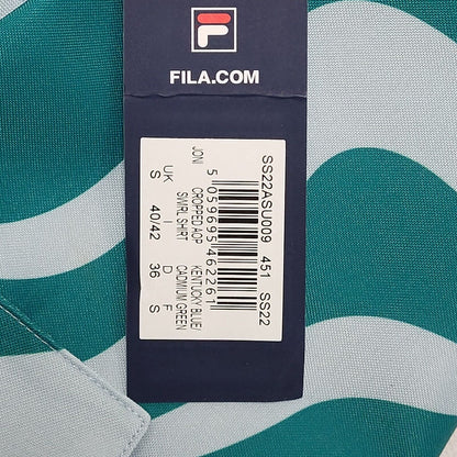 Fila Green Blue Cropped Y2k Sports Jacket Uk Women's Size S Bnwt