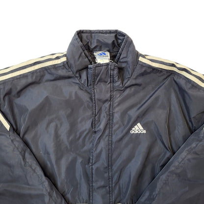 Adidas 90s Vintage Black Over-sized Windbreaker Coat Men's Size 2XLarge