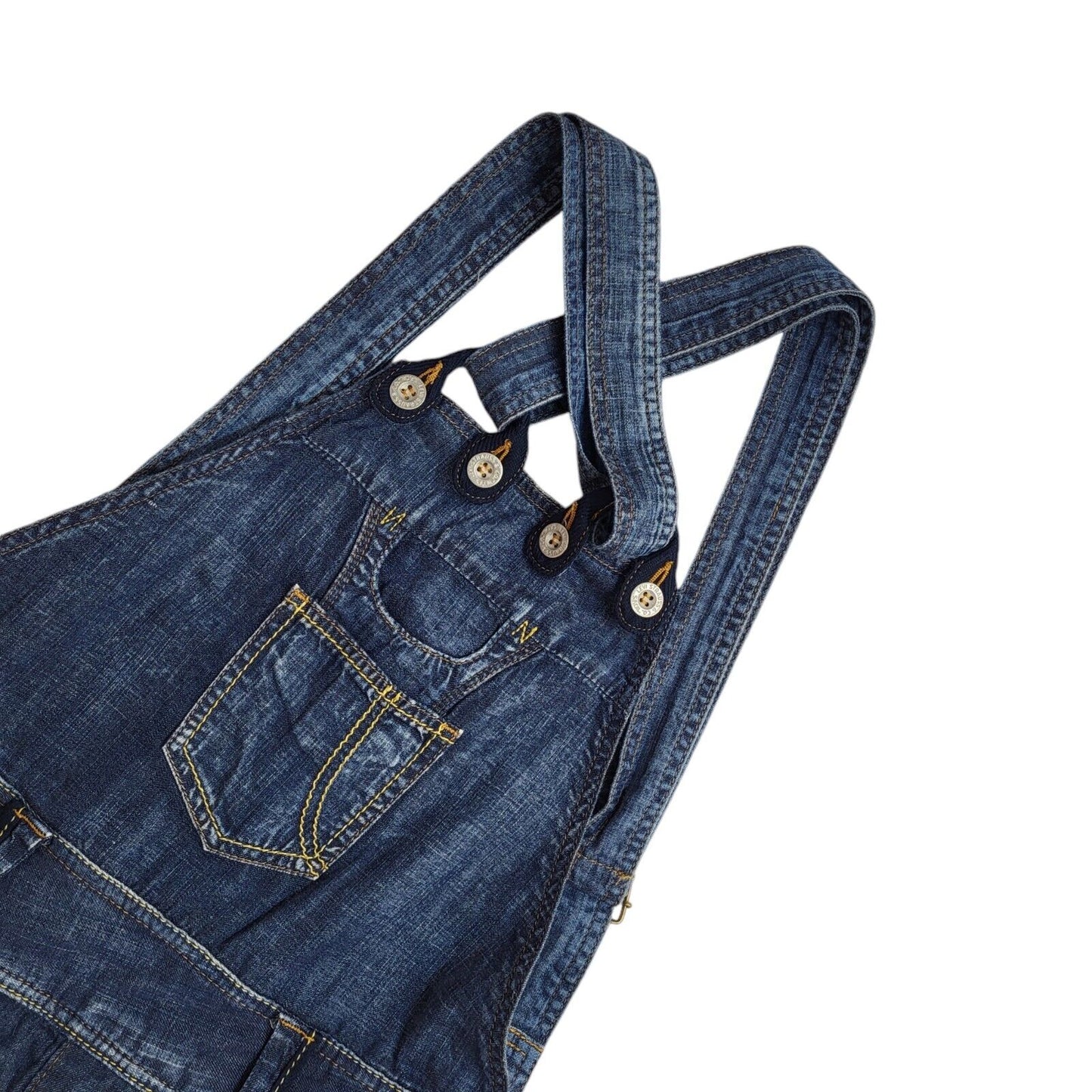 Levi's 90s Dark Blue 3/4 Denim Dungarees Uk Women's Size S 8 W28 L19