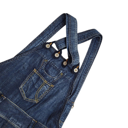 Levi's 90s Dark Blue 3/4 Denim Dungarees Uk Women's Size S 8 W28 L19