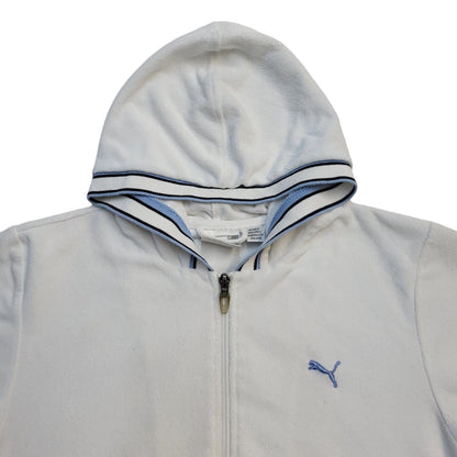 Puma Y2K White Full Zip Short Sleeve Sweatshirt Hoodie UK Women's Size 14