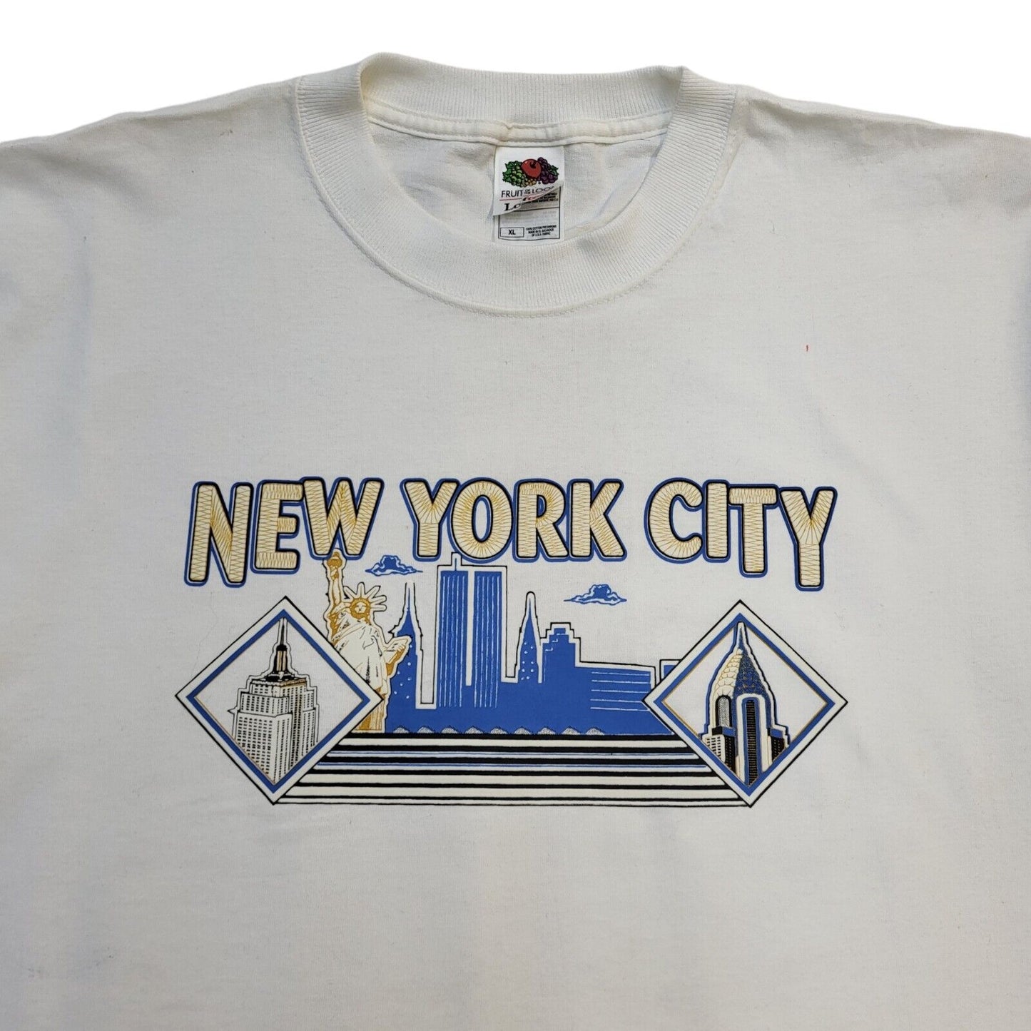 Fruit Of The Loom 90s Vintage New York City White Crew Neck T-Shirt Men's XL