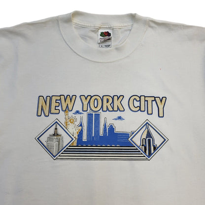 Fruit Of The Loom 90s Vintage New York City White Crew Neck T-Shirt Men's XL