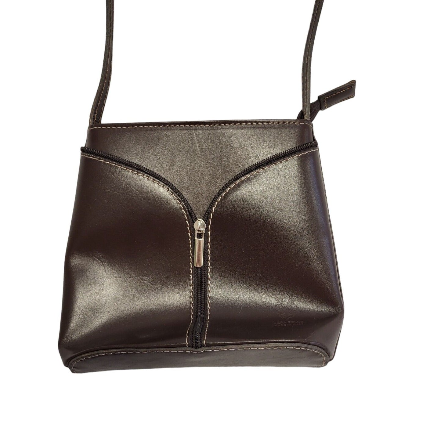 Vintage Brown Faux Leather Shoulder Bag Uk Women's Size 7" x 7.5"