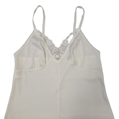 St Michael Vintage 70s White Sleeveless Night Dress Uk Women's Size 12