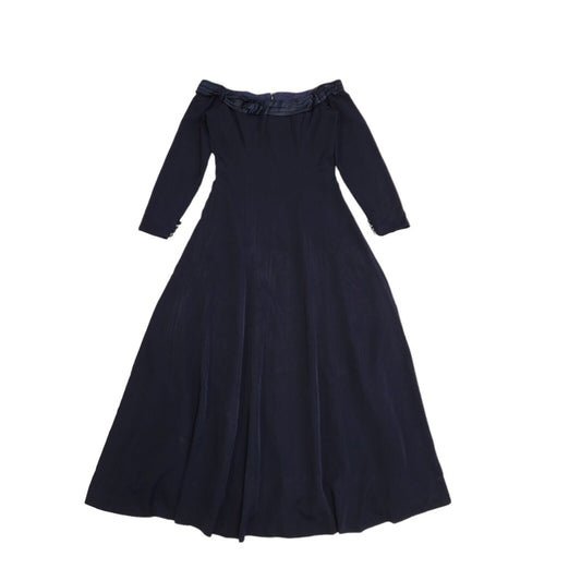 Vintage 90s Navy Blue Off The Shoulder Evening Dress Women's Size 10