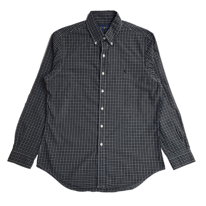 Ralph Lauren Black & white Checked Vintage 90's Long Sleeve Shirt UK Men's M