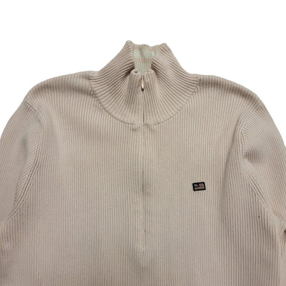 Ralph Lauren Y2K Pink 1/4 Zip High Neck Jumper Womens UK Size L