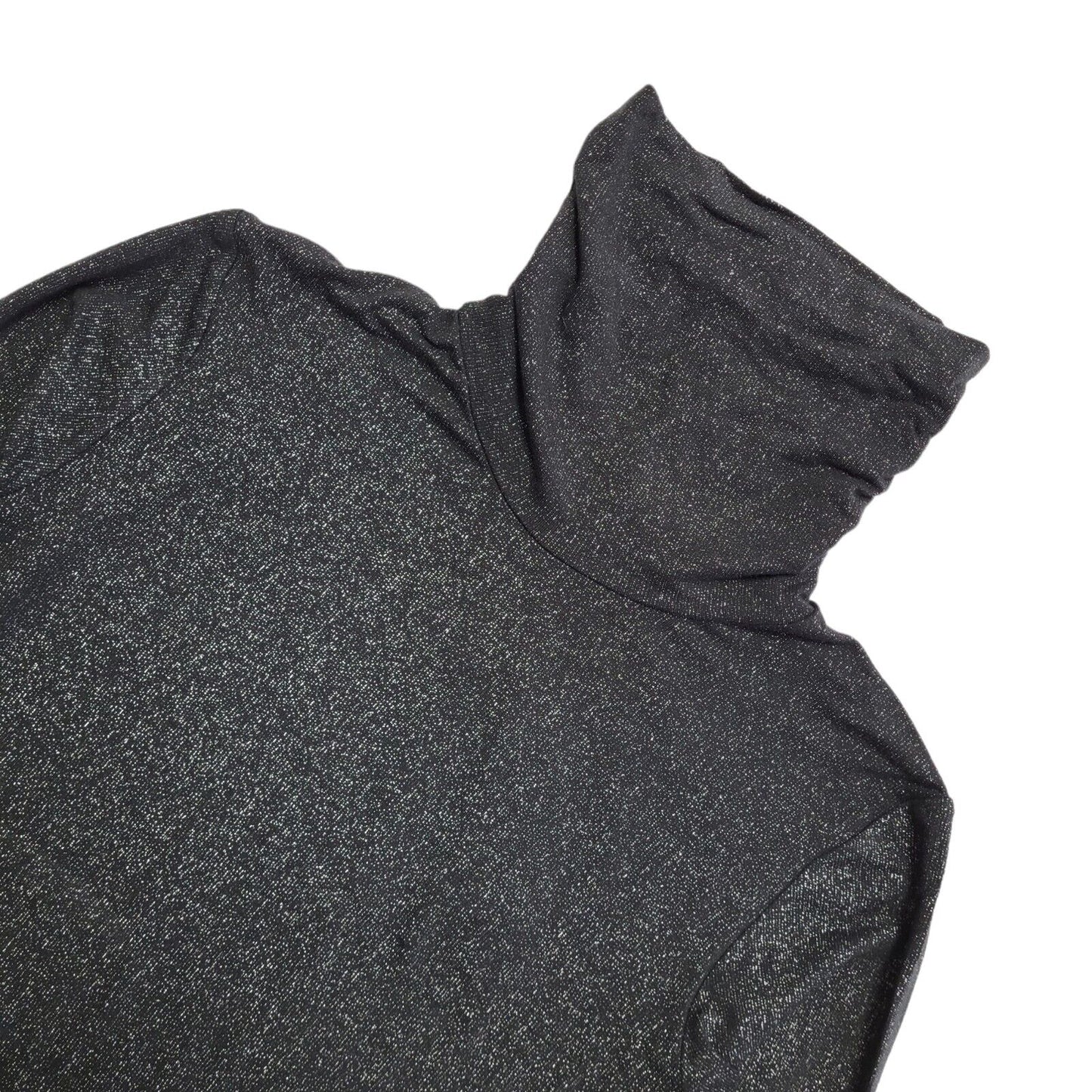 DKNY Vintage 90's Black & Silver Roll Neck Long Sleeve Top Womens UK Size 14