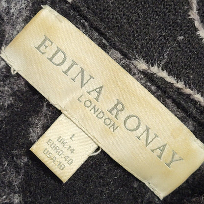 Edina Ronay Black Abstract Vintage 90s Button Rain Coat Women's Size L
