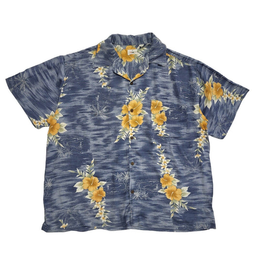 Target 90s Blue Floral Short Sleeve Shirt Uk Men's Size XL