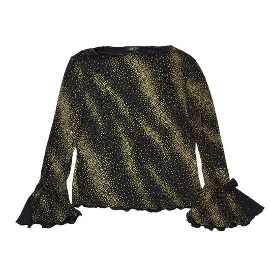 Avanti Y2K Black & Gold Flared Sleeve Party Blouse Women's Size 16