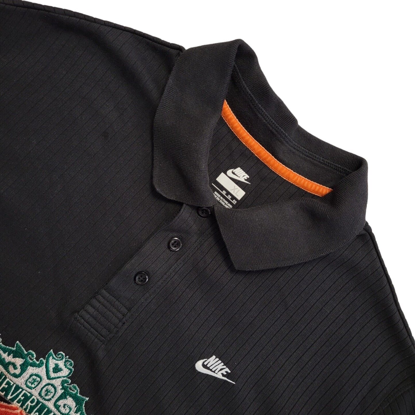 Nike Liverpool FC Vintage 90's Black Sports Short Sleeve Polo Shirt Uk Men's XL