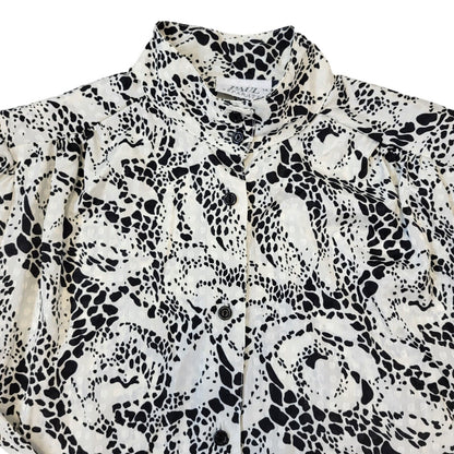 Paul Separates 80s Vintage White & Black Long Sleeve Blouse Womens Size 14 Eu 42
