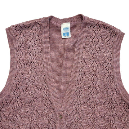 BHS Pink 80s Vintage Sleeveless Button Cardigan Uk Women's Size 16