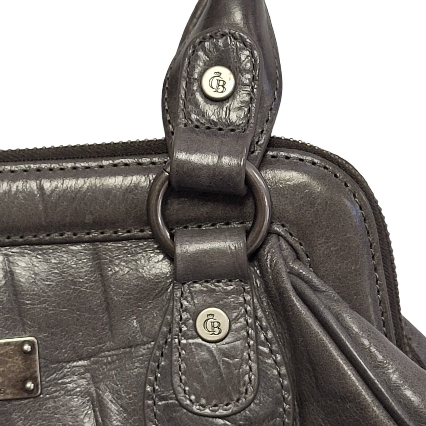 CB Grey Leather Hand Bag Uk Women's Size 10" x 7"