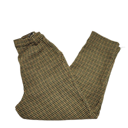 C&A 90s Khaki & Tan Check Casual Trousers Uk Women's 10 W28 L26