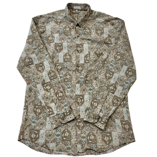 Gianni 90s Vintage Retro Abstract Long Sleeve Shirt Men's Size L