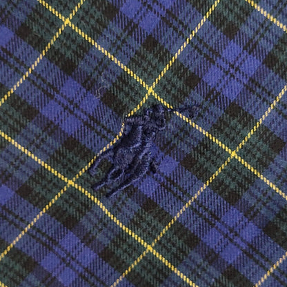 Ralph Lauren Blue Checked Vintage 90's Long Sleeve Shirt UK Men's Size M