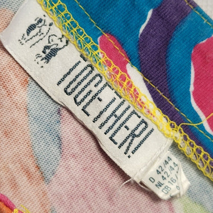 Together Vintage 90s Multicoloured Henley Short Sleeve T-Shirt Womens UK 16/18