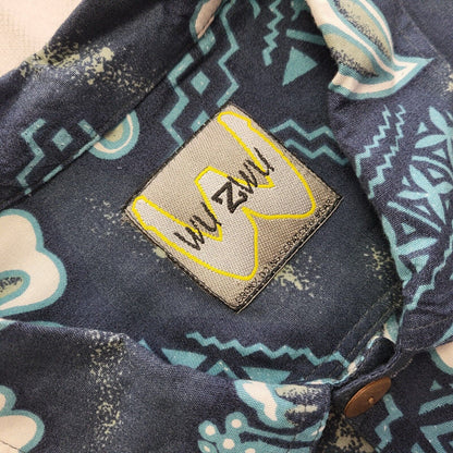 Wu Zwu Y2k  Blue Floral Hawaiian Short Sleeve Shirt UK Men's Size M