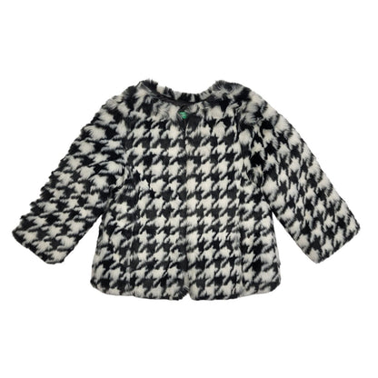 United Colors Of Benetton Black & White Faux Fur Jacket Uk Girl's Age 2