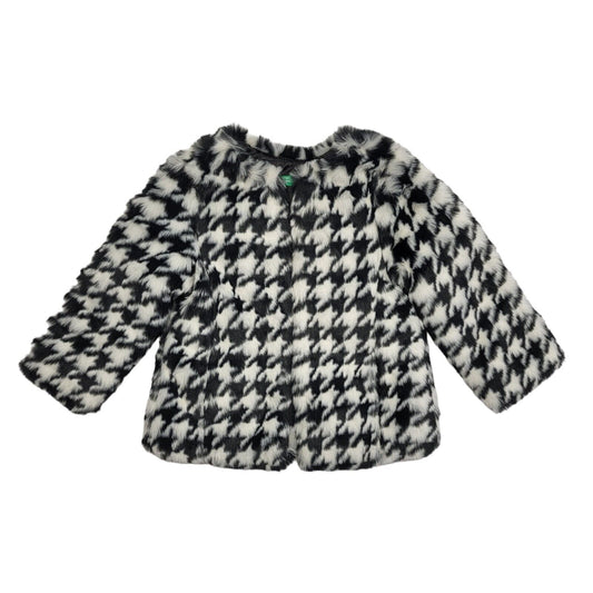United Colors Of Benetton Black & White Faux Fur Jacket Uk Girl's Age 2