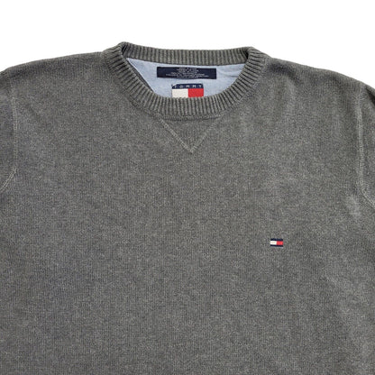 Tommy Hilfiger 90's Jumper Grey V-Neck Long Sleeve Mens UK S