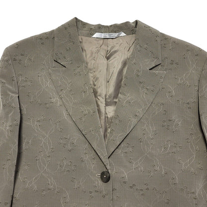 Marks & Spencer Vintage 80s Green Vine Pattern Over Coat Uk 16