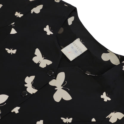 90s Vintage Alexon Black Butterflies Buttoned Daywear Dress Women's Size 12