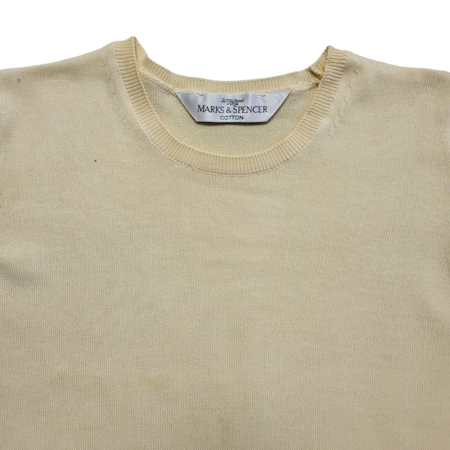 St Michael Vintage 90s Yellow Round Neck T-Shirt Uk Women's Size 8