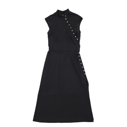 Vintage 60s Black Sleeveless Evening Dress Women's Size 8