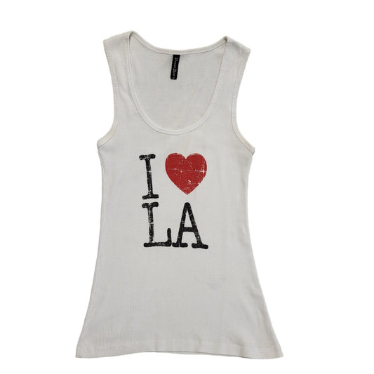 Sweet Girl Vintage 90's White I Love LA Sleeveless Tank Top Womens Size M